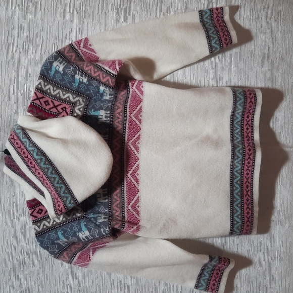 Artisan Made Llama Kids Knit Hoodie Sweater - Picture 6 of 8